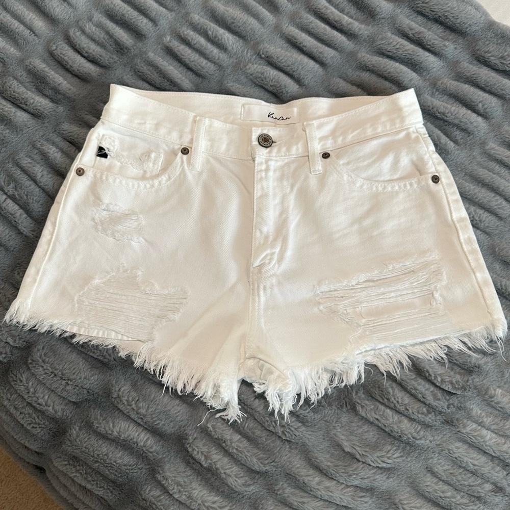 Like New White Distressed Denim Shorts